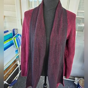 Lands' End Black and Red Knit Cardigan